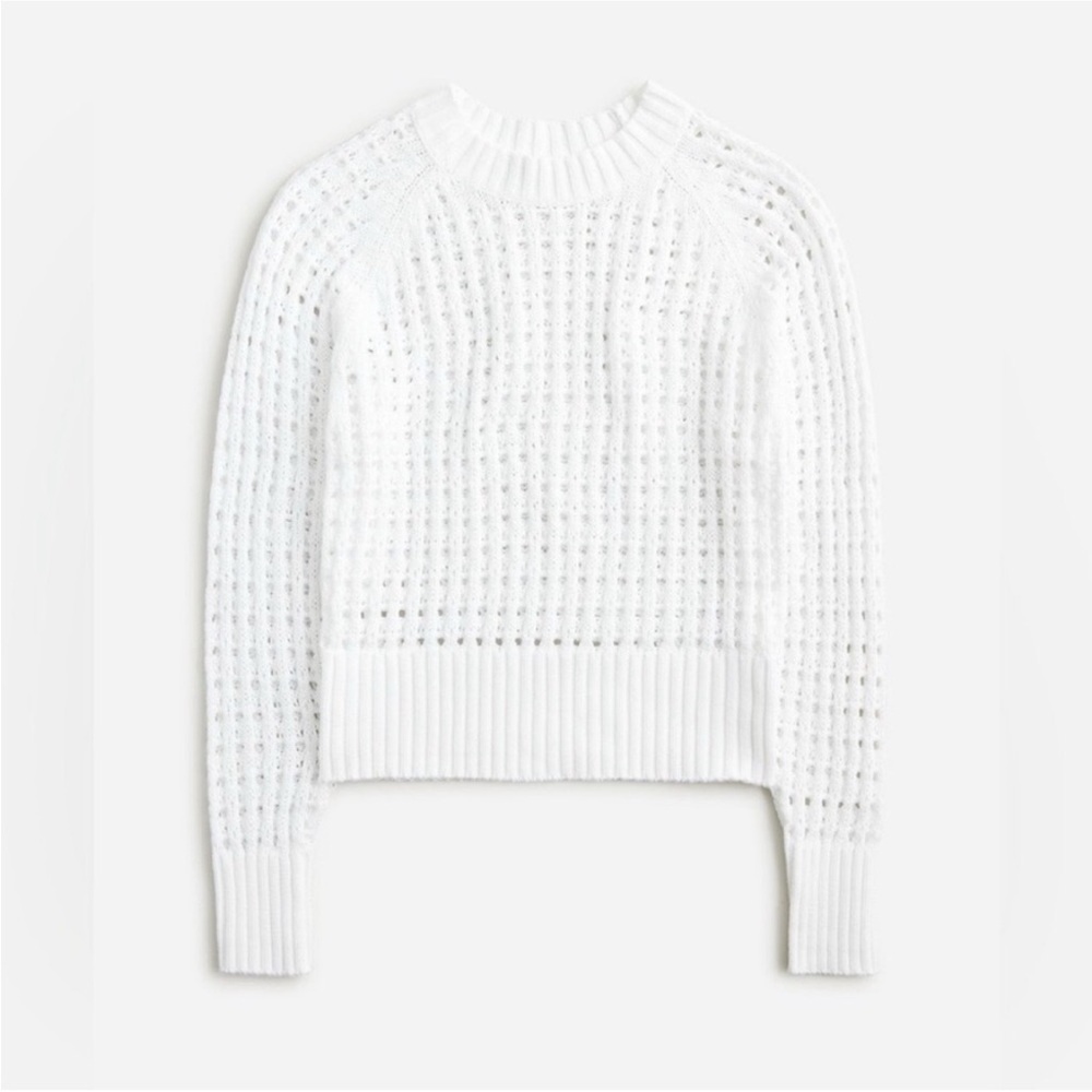 J.Crew Pointelle crochet crewneck sweater BZ498